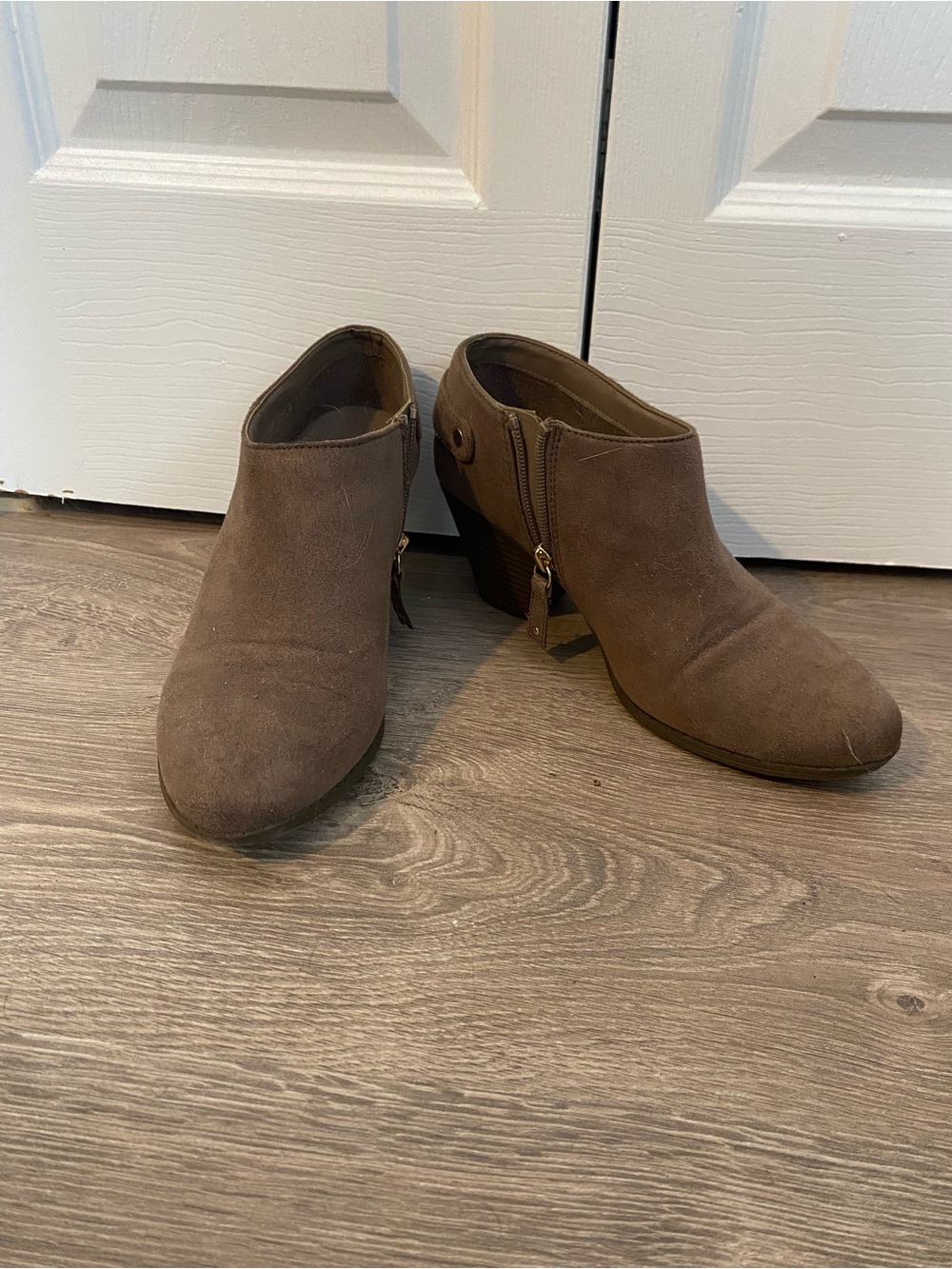 Women's Brown Suede Wedge Ankle Booties